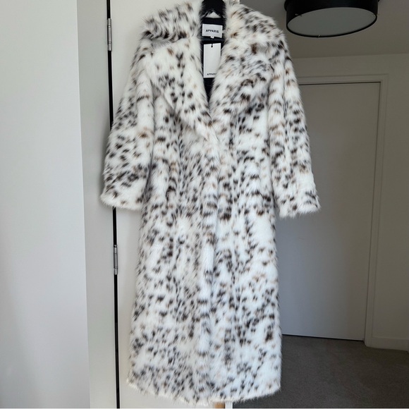 Luxury Brand New Apparis Gabrielle Maxi Coat. S size. Snow Leopard Print. - Picture 2 of 16